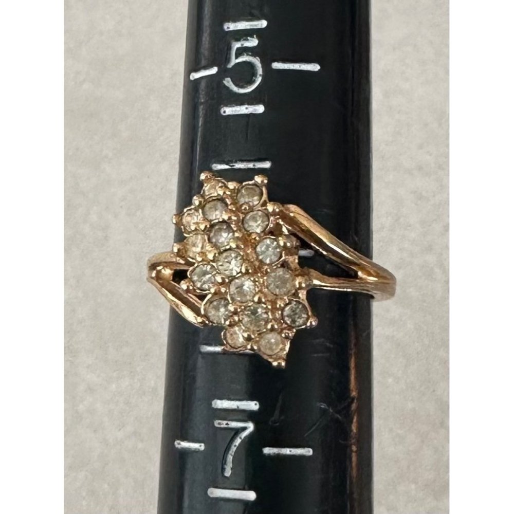 Aurora 18kt HGE heavy gold electroplated multi stone clear cubic CZ cluster ring